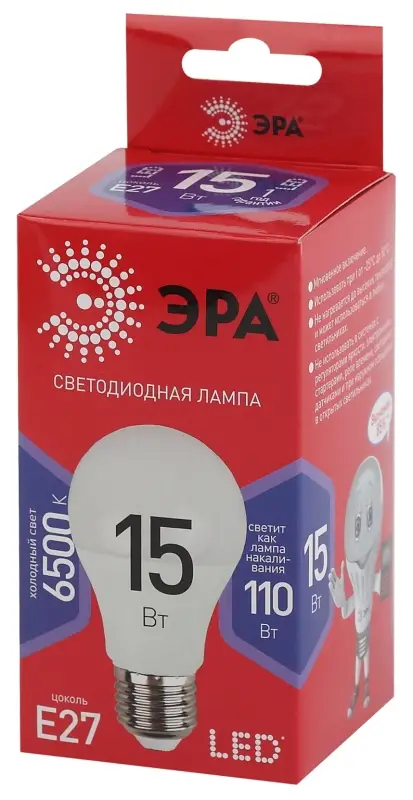 Лампа светодиодная LED 15 Вт 1200Лм 6500К груша холодный E27 220-240В LED A60-15W-865-E27 Red Line