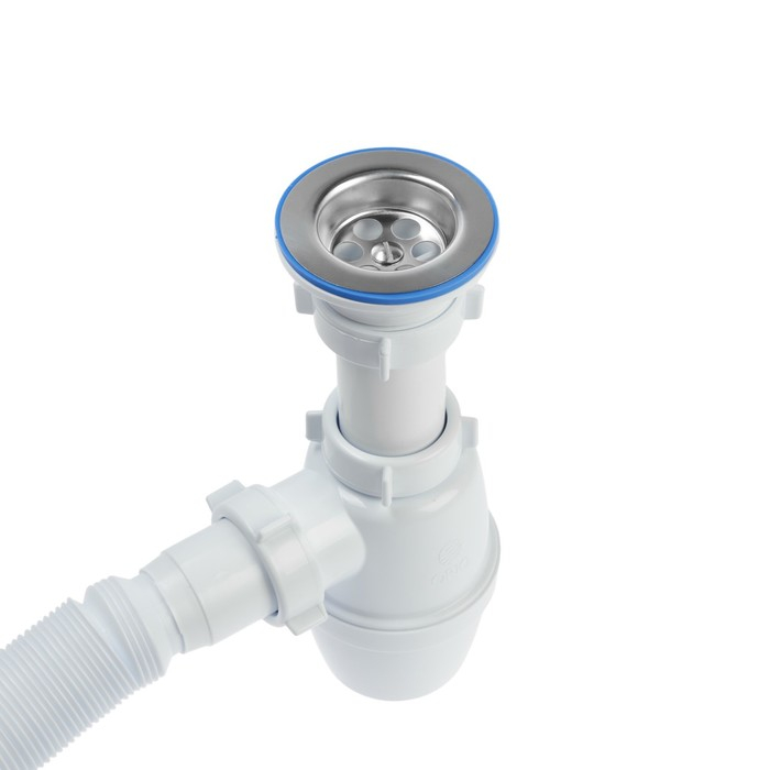 Сифон для мойки ORIO A-4001, 1 1/2 Сифон для мойки ORIO A-4001, 1 1/2"х40 мм, нерж. решетка, с гофрой 40х40/50мм