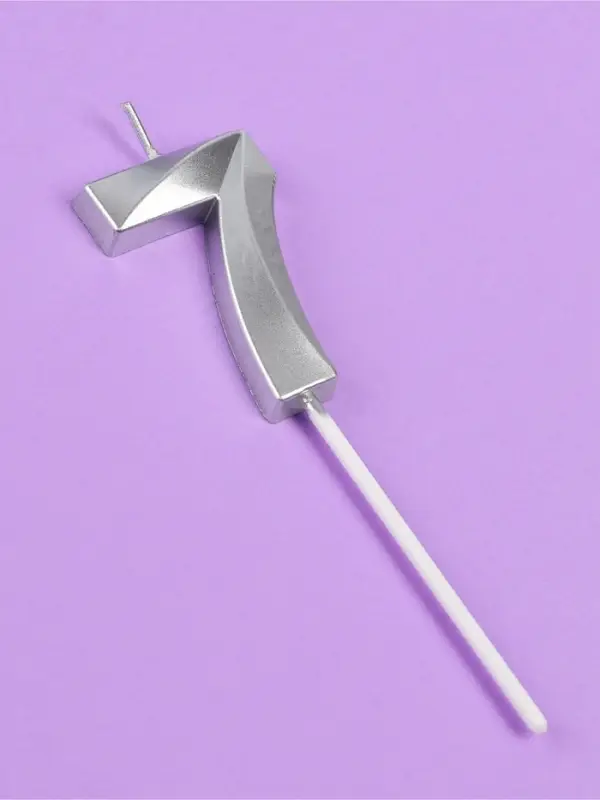 Свеча в торт на шпажке &laquo;Грань&raquo;, цифра 7, серебро, 5 см