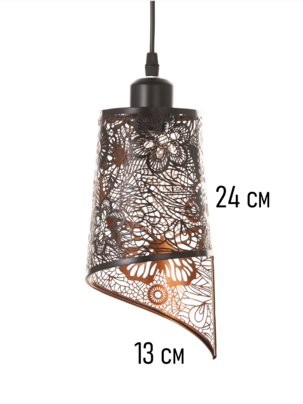 Светильник "Манчестер" (Бабочки) 1х40Вт Е27 черный 12,5х12,5х24+100см