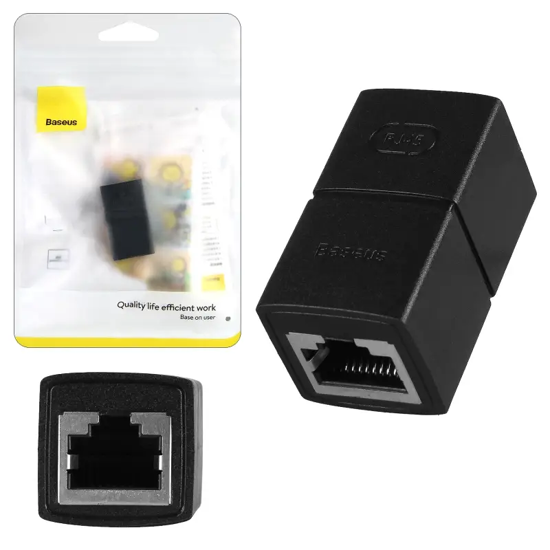* Переходник RJ45 (мама-мама) B00131100111-01 Baseus черный * Переходник RJ45 (мама-мама) B00131100111-01 Baseus черный