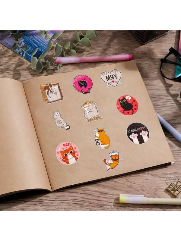 Наклейки-стикеры &laquo;Котики&raquo;, набор 10 шт., 7&times;7 см