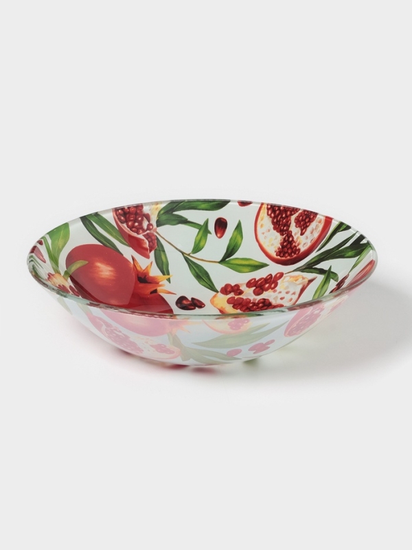 Тарелка суповая Доляна «Гранат», d=18 см, стекло, рисунок