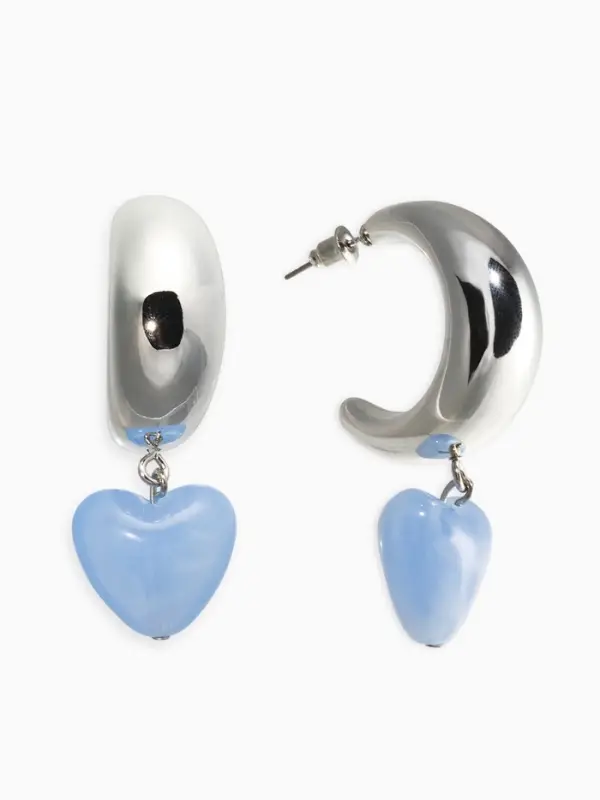 Серьги &laquo;Новый стиль. Сердечки&raquo;, голубые в серебре d=3 см