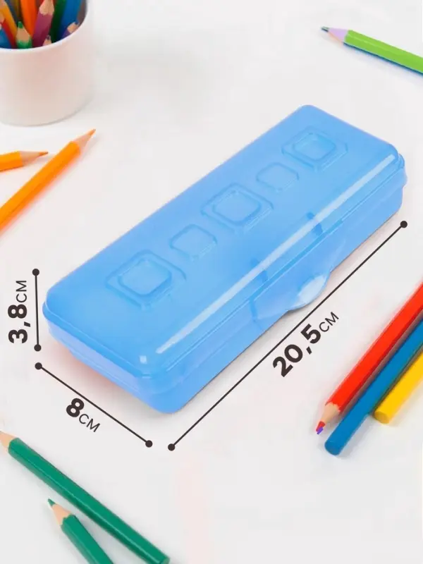 Пенал - футляр Calligrata &laquo;Школьный&raquo;, 80&times;205&times;38 мм, полупрозрачный. пластиковый, МИКС