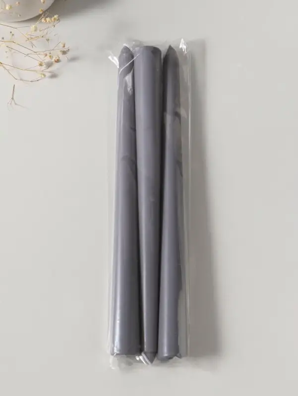 Набор свечей античных 25 см, 3 шт., 58 г, 7 ч, серый