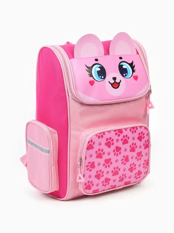 Рюкзак школьный, с эргономичной спинкой квадратный &laquo;Мишка&raquo;