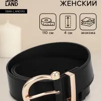 Ремень женский, 4&times;110 см, без винта, пряжка золотистая, 1 прокол, чёрный