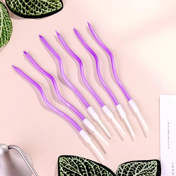 Свечи для торта витые «Серпантин» 6 шт., коктейльные, фиолетовые Свечи для торта витые «Серпантин» 6 шт., коктейльные, фиолетовые