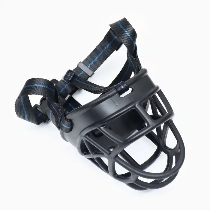 Намордник для собак №6, ДН 13 см, ОМ 41 см, с трехсторонним ремешком, каучук, чёрный