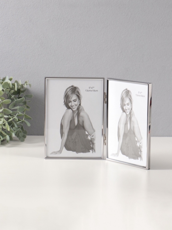 Фоторамка металл на 2 фото 13х18 см "Лофт" серебро 1х26,6х18,4 см