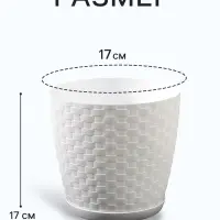 Горшок для цветов с поддоном &laquo;Ротанг&raquo;, 3 л, d=17 см, h=17 см, пластиковый, белый