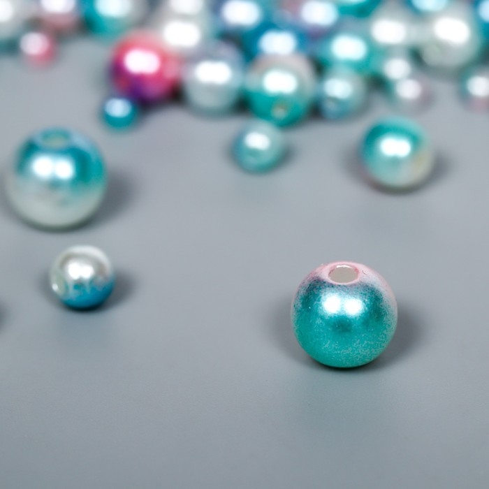 Бусины для творчества пластик Бусины для творчества пластик "Круглые. Градиент. Русалка зелёно-голубая" d=3-8мм, н-р 10гр 745957