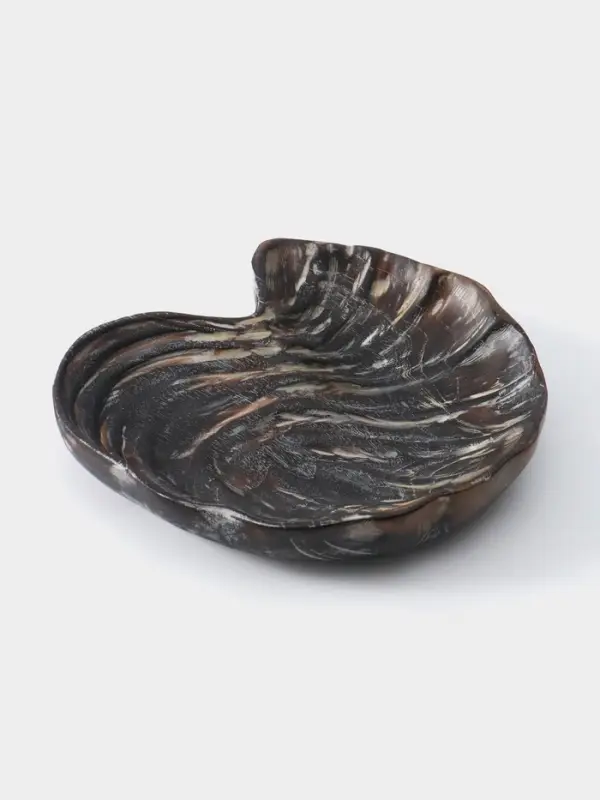 Тарелка &laquo;Ракушка&raquo;, 26&times;23&times;3 см, дерево джати, тёмно-коричневая