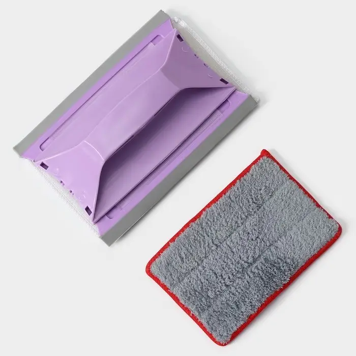 Окномойка-трансформер, силиконовый сгон, 2 насадки, 19×11 см, цвет МИКС