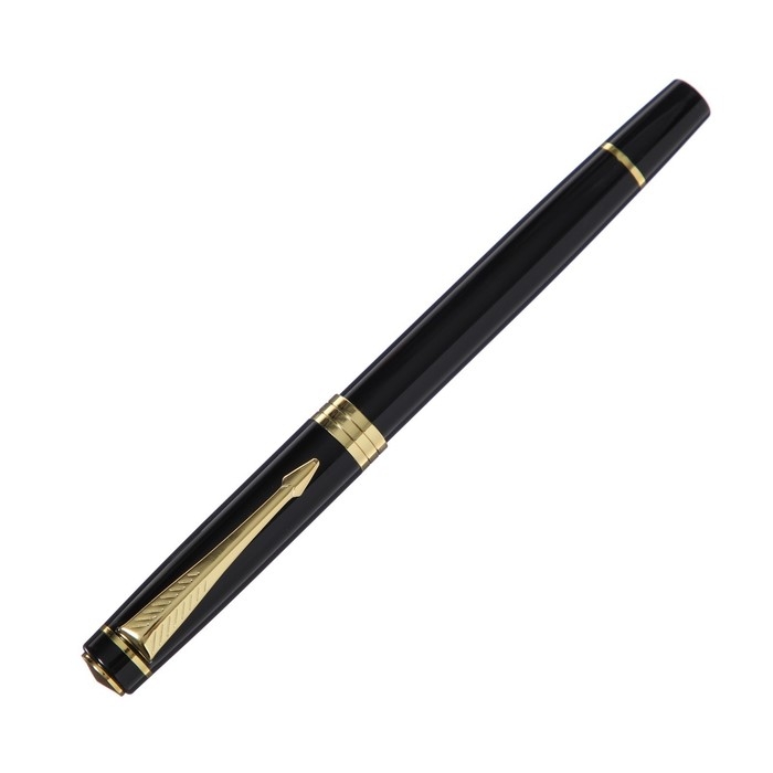 Ручка подарочная роллер, в кожзам футляре, корпус черный, золото Ручка подарочная роллер, в кожзам футляре, корпус черный, золото