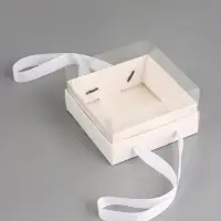 Коробка под бенто-торт, с прозрачной крышкой, белый, 14&times;14&times;8 см