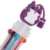 Ручка шариковая автоматическая, 10-ти цветная, Зверушки МИКС