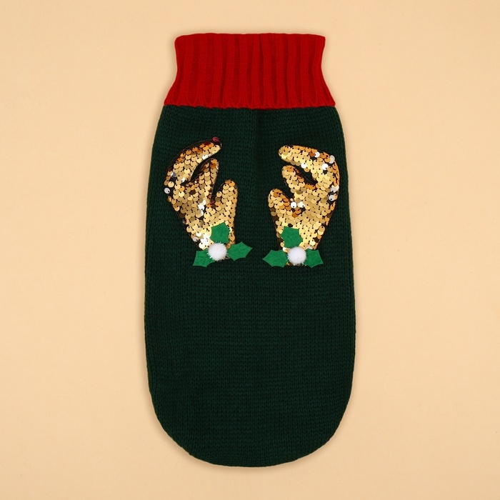 Свитер  Свитер "Рога удачи", размер L (ДС 35 см, ОШ 29, ОГ 29-49), зелёный