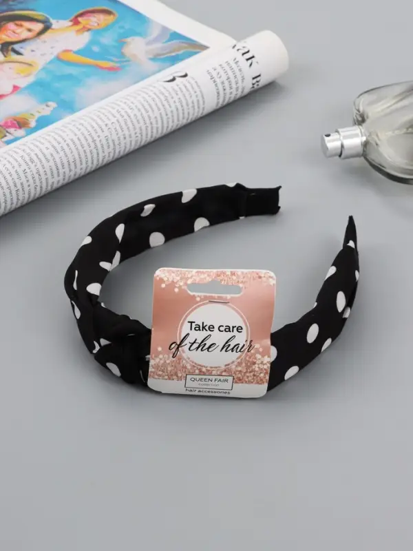 Ободок для волос QF &laquo;Кокетка&raquo;, 3 см, чёрный горох