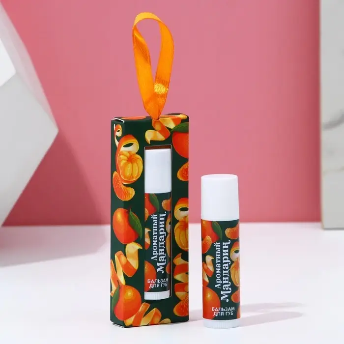 Бальзам для губ ЧИСТОЕ СЧАСТЬЕ в коробке, 10 г, аромат мандарина, Новый Год Бальзам для губ ЧИСТОЕ СЧАСТЬЕ в коробке, 10 г, аромат мандарина, Новый Год