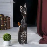 Сувенир &laquo;Кошка с белым цветком&raquo;, 5.5&times;12&times;50 см, дерево