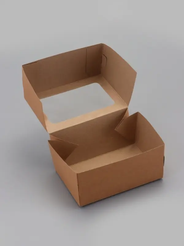 Коробка складная, с окном, крафт, 15&times;10&times;7 см