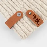 Бирка с кнопкой Hand made TEIRA, 8&times;1.5 см, 10 шт., коричневая