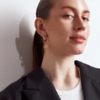 Серьги конго &laquo;Солнце и луна&raquo;, кошачий глаз, цвет золото