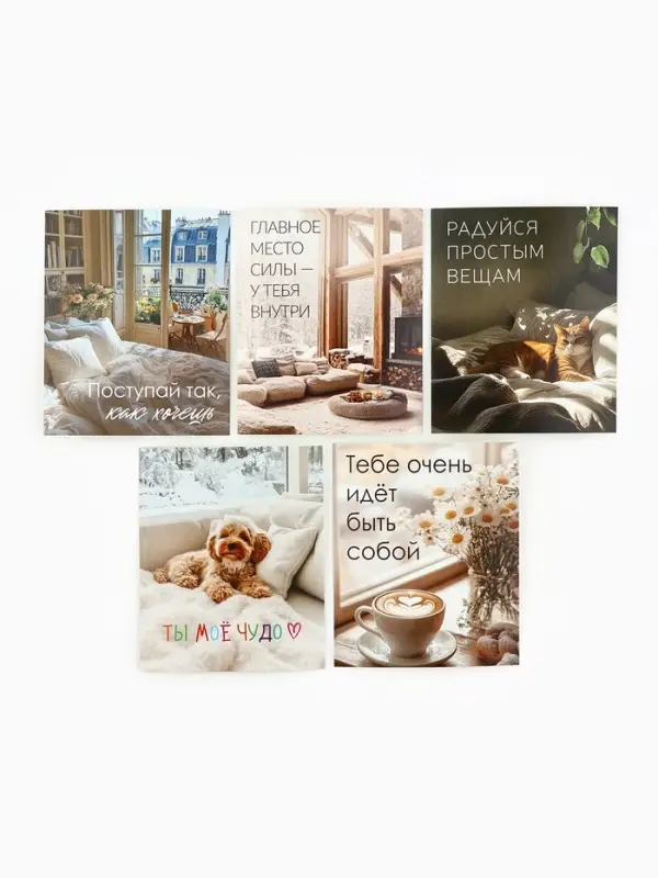 Набор мини-открыток в коробке со скрепками &laquo;Котики&raquo;, 35 штук, 8 x 10 см