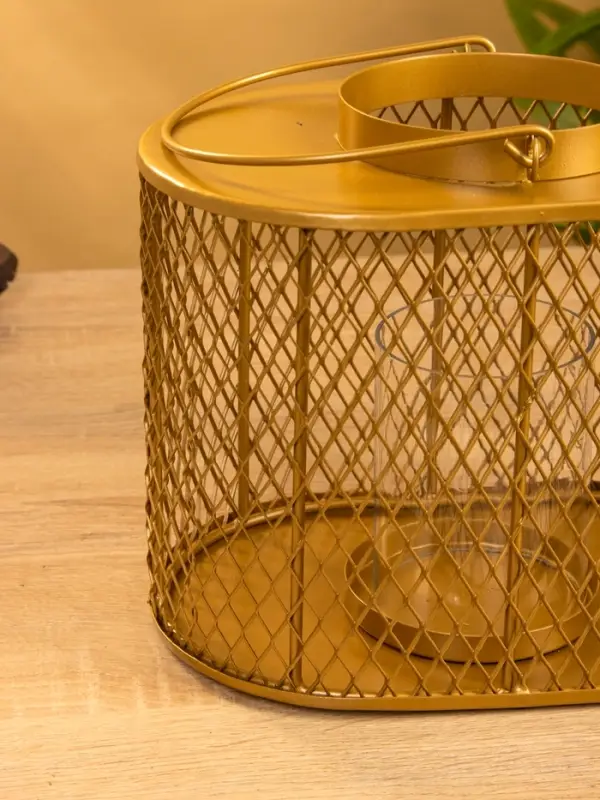 Подсвечник фонарь со стеклянной колбой 19,5х23х15,5 см, d 10 см, металл, цв. золото