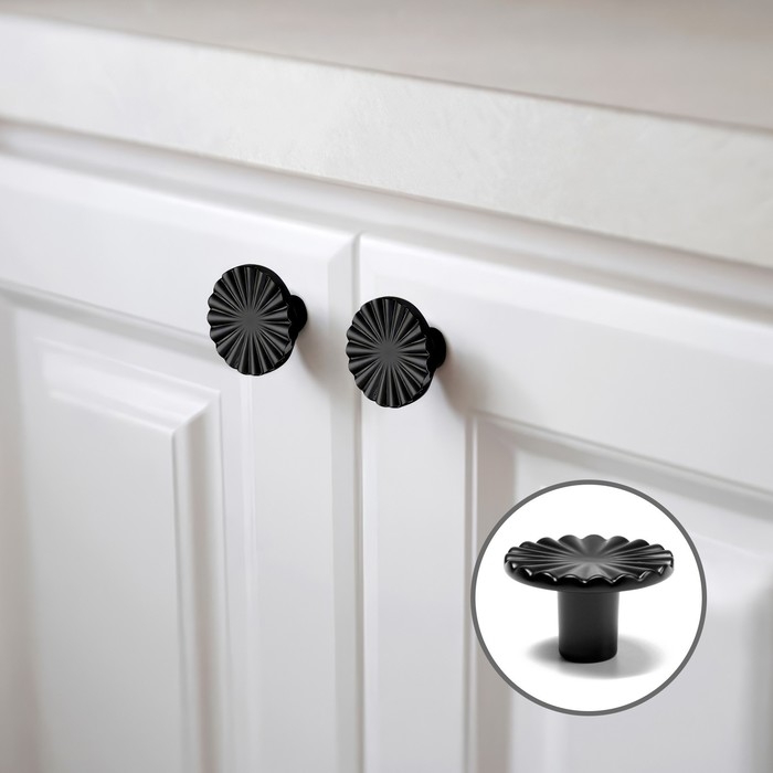 Ручка-кнопка CAPPIO, d=36 мм, цвет черный, 8 шт. Ручка-кнопка CAPPIO, d=36 мм, цвет черный, 8 шт.