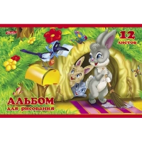 Альбом для рисования 12л А5,скоба Для Малышей диз.в ассор. 037277