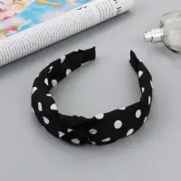 Ободок для волос QF &laquo;Кокетка&raquo;, 3 см, чёрный горох