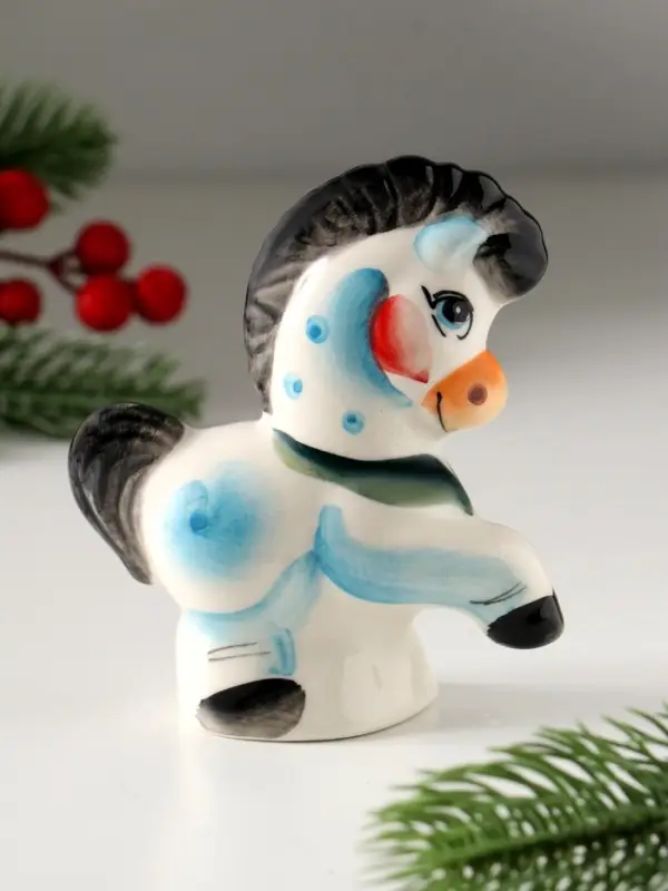 Сувенир Конь Буран большой, 11х10х4,5 см, гжель, цвет Сувенир Конь Буран большой, 11х10х4,5 см, гжель, цвет