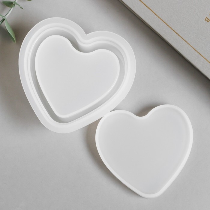 Молд силикон Молд силикон "Шкатулка сердце" с крышкой 9х8х4,9 см