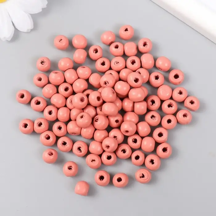 Бусины для творчества дерево "Розовый лобстер" d-0,8 см, набор 20 гр