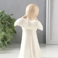Сувенир керамика "Девочка-ангел с хвостиками в белом платье с розой в руках" 7х7х14,2 см