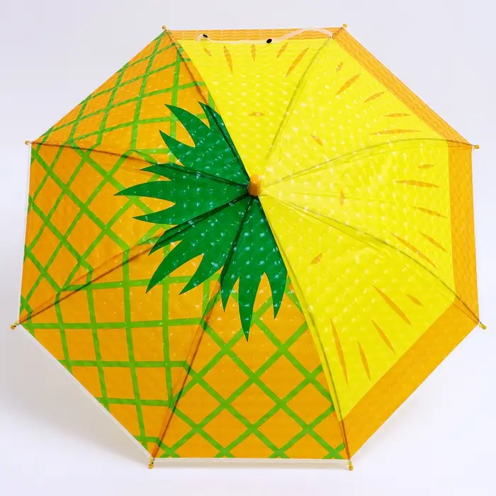Детский зонт п/авт «Фруктовый принт Ананас» d = 84 см, R = 42 см, 8 спиц, 68 × 10 × 8 см