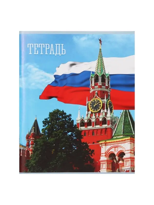 Тетрадь 48 листов в клетку Calligrata «Россия», обложка мелованная бумага, блок №2, белизна 75% (серые листы), МИКС