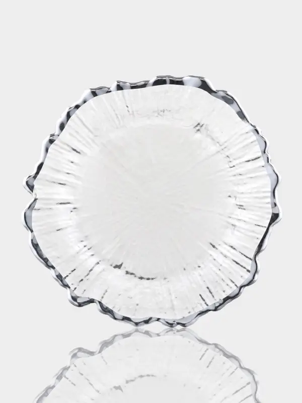 Тарелка десертная Тарелка десертная "Сияние" 21х2 см, серебрянный обод, прозрачная