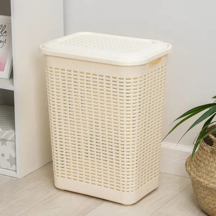 Корзина бельевая, 50 л, 42&times;31&times;56 см, с крышкой, МИКС