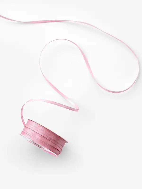 Лента атласная, 3 мм, 45&plusmn;1 м, жемчужно-розовая №135