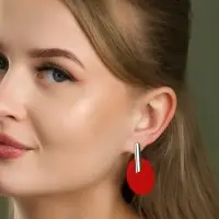 Серьги ассорти &laquo;Арт&raquo;, линии, красные в серебре