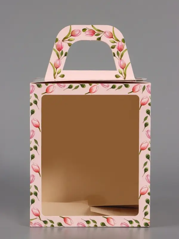 Коробка подарочная пасхальная с окном &laquo;Тюльпаны&raquo;, розовый, 15&times;15&times;18 см