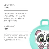 Мяч - прыгун с ручкой ONLYTOP &laquo;Панда&raquo;, d=45 см, бирюзовый