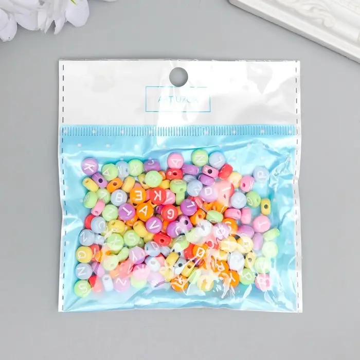 Набор бусин для рукоделия и плетения «Арт Узор. Яркие кружочки с буквами», пластик, 20 г, 0.4×0.7×0.7 см Набор бусин для рукоделия и плетения «Арт Узор. Яркие кружочки с буквами», пластик, 20 г, 0.4×0.7×0.7 см