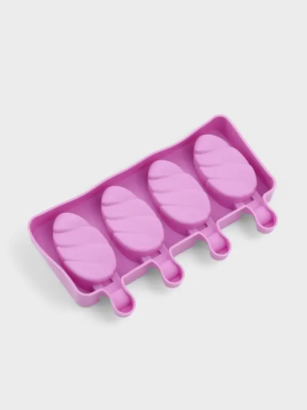 Форма для мороженого &laquo;Клубника со сливками&raquo;, силикон, 19.5&times;11.5 см, 4 ячейки (6.7&times;3.7 см), МИКС