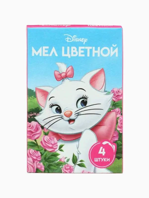 Мелки цветные школьные, 4 шт., Коты аристократы, прямоугольные Мелки цветные школьные, 4 шт., Коты аристократы, прямоугольные