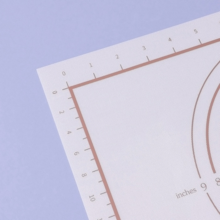 Коврик для выпечки и раскатки теста с разметкой, армированный, силикон, 42×29,5 см, белый